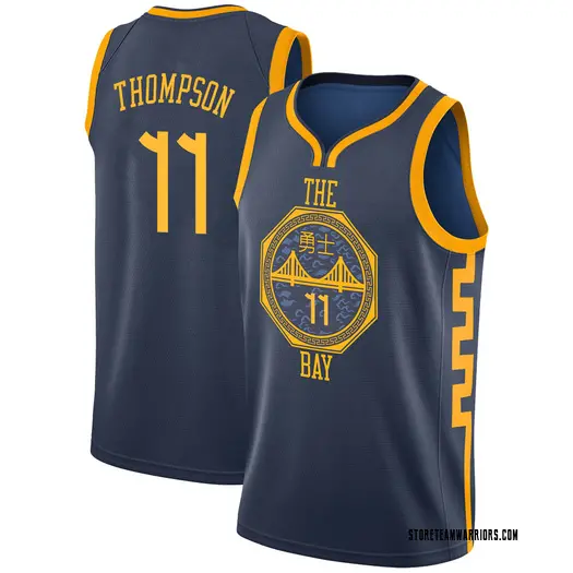 Men's Klay Thompson Golden State Warriors Nike Swingman Gold Navy 2018/19 Jersey - City Edition