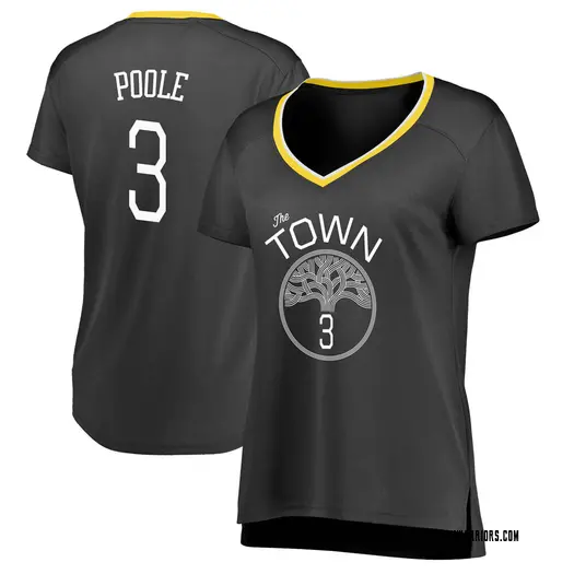 Women's Jordan Poole Golden State Warriors Nike Swingman Gold Black Jersey - Statement Edition