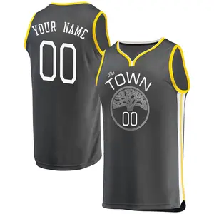 Youth Custom Golden State Warriors Fanatics Branded Fast Break Gold Charcoal Jersey - Statement Edition