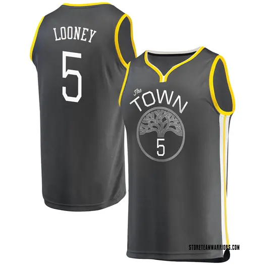 Youth Kevon Looney Golden State Warriors Fanatics Branded Gold Charcoal Fast Break Jersey - Statement Edition