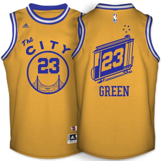 Men's Draymond Green Golden State Warriors Adidas Authentic Gold Throwback The City Jersey